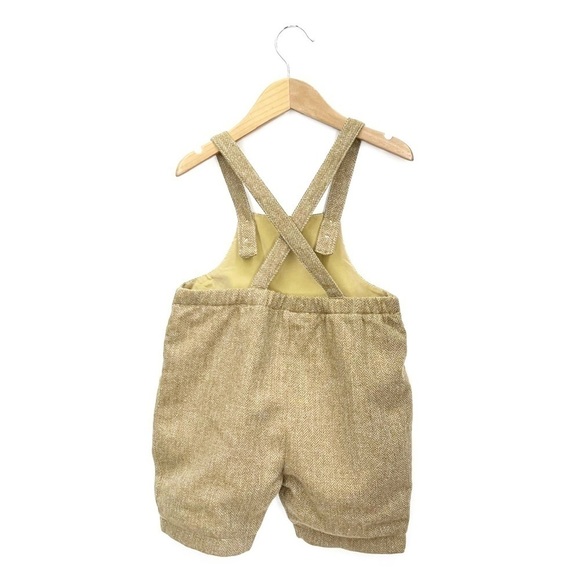 Vintage Marie Chantal Wool Overalls Shorts Romper Size 4 Tan Wool New NWT - Picture 2 of 8